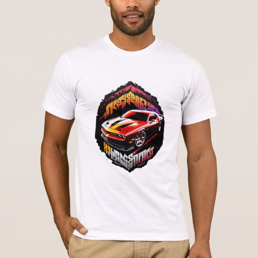 Männer T - Shirt mit Red Dodge Challenger (Vorderseite)