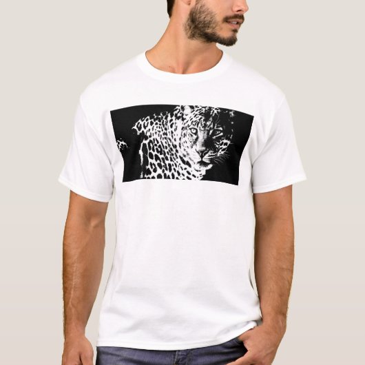 Männer T-Shirts Pop Art Leopard Vorlagenentwurf (Vorderseite)