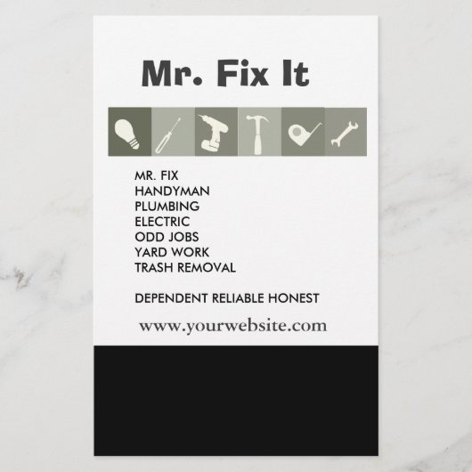 Männer Tools. Hammerschraubreparaturwerkzeuge grau Flyer (Vorne)