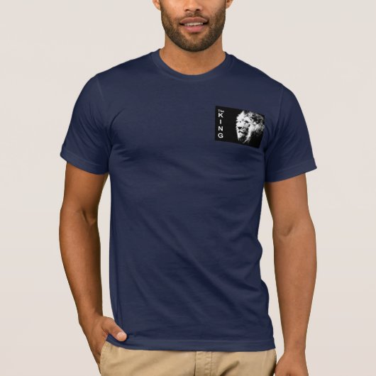 Männer TShirts Navy Blue Modern Pop Art Lion Head (Vorderseite)