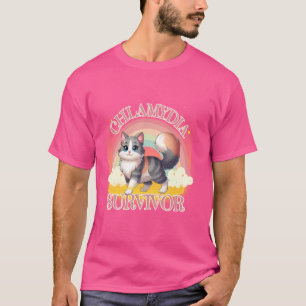 Männer und Frauen Funny Cat Meme Chlamydia Survivo T-Shirt