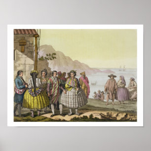 Männer und Frauen in aufwändigen Kostümen, Chile, Poster