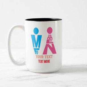 Männer- und Frauentypografie-Icon-Design Zweifarbige Tasse