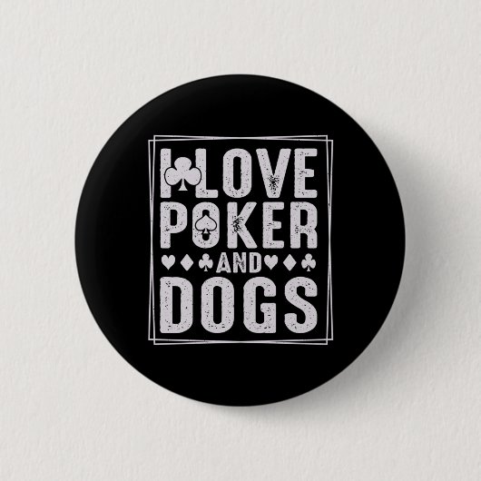 Männer und Hunde Lustige Spielkarte Zocker Perform Button (Vorderseite)