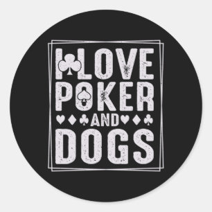 Männer und Hunde Lustige Spielkarte Zocker Perform Runder Aufkleber