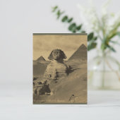 Männer und Kamele auf der Pfote der Sphinx, Pyrami Postkarte (Stehend Vorderseite)
