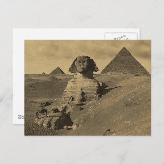 Männer und Kamele auf der Tatze der Sphinxes, Postkarte (Vorne/Hinten)
