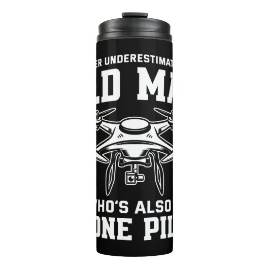 Männer unterschätzen nie einen alten Mann, der auc Thermosbecher (Vorderseite)