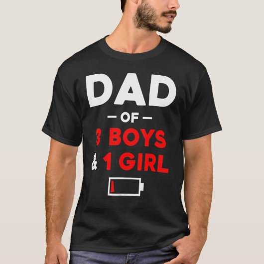Männer Vater von 3 Jungen 1 Kind mit niedrigem Akk T-Shirt (Vorderseite)