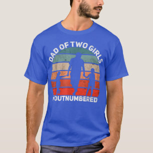 Männer Vater von zwei Mädchen Ausgezählte Retro 2  T-Shirt