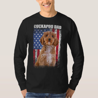 Männer Vintage amerikanische Flagge Cockapoo Vater T-Shirt