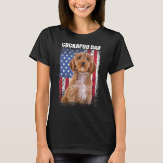 Männer Vintage amerikanische Flagge Cockapoo Vater T-Shirt