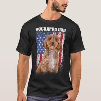 Männer Vintage amerikanische Flagge Cockapoo Vater T-Shirt