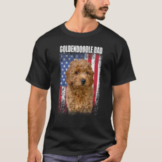 Männer Vintage amerikanische Flagge Goldendoodle V T-Shirt