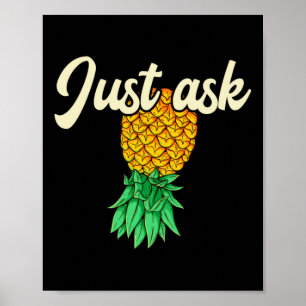 Männer Vintage auf dem Kopf stehende Ananas fragen Poster