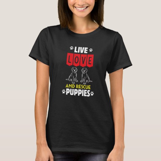 Männer Welpe Adoption Live Liebe und Rescue Hunde T-Shirt (Vorderseite)