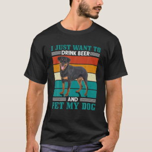 Männer Wollte, Bier zu trinken und meinen Hund Rot T-Shirt