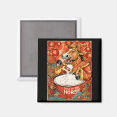 Männer Zodiac Chinesisches Pferd Reis Magnet (Vorderseite/Rückseite)