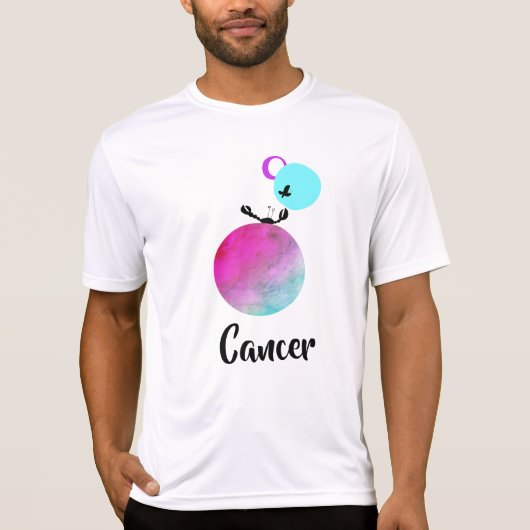 *~* Männer Zodiac Whimsical White Cancer Zodiac Fu T-Shirt (Vorderseite)