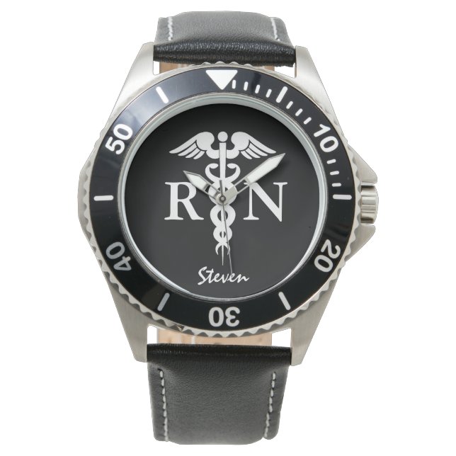 Männerakademie Caduceus Custom Black Armbanduhr (Vorderseite)