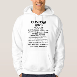 Männerangepasstes Personalisiertes klassisches Wei Hoodie