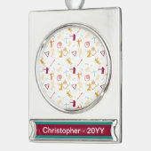 Männerarchie - Boys Bow and Arrow Pattern Banner-Ornament Silber (Links)