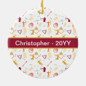 Männerarchie - Boys Bow and Arrow Pattern Keramik Ornament (Hinten)