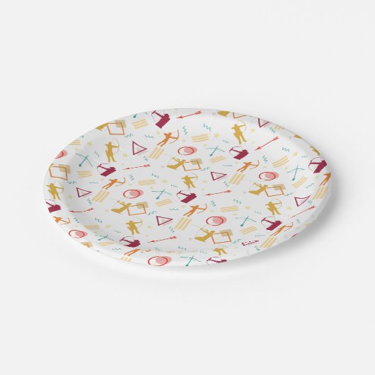 Männerarchie - Boys Bow and Arrow Pattern Pappteller (Schrägansicht)