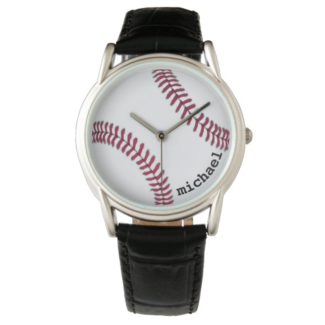 Männerbaseball sieht Personalisiertes Geschenk Armbanduhr (Vorderseite)