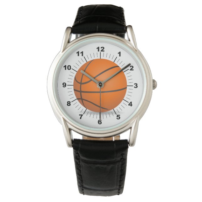 Männerbasketball-Kronenlederuhr Armbanduhr (Vorderseite)