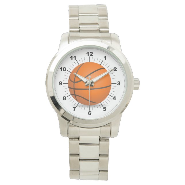Männerbasketball Oversized Silver Bracelet Watch Armbanduhr (Vorderseite)