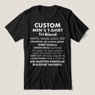 Männerbenutzerdefinierter Personalisierter Black T Tri-Blend Shirt