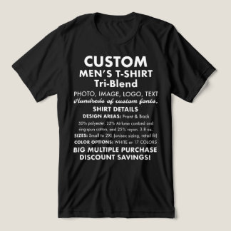 Männerbenutzerdefinierter Personalisierter Black T Tri-Blend Shirt