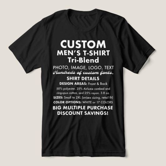 Männerbenutzerdefinierter Personalisierter Black T Tri-Blend Shirt (Design Vorderseite)