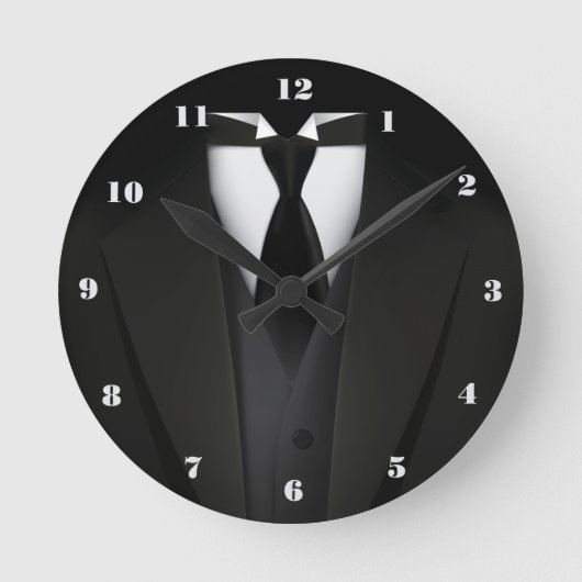 Männerelegante Schwarze Anzug-Uhr Runde Wanduhr (Vorderseite)