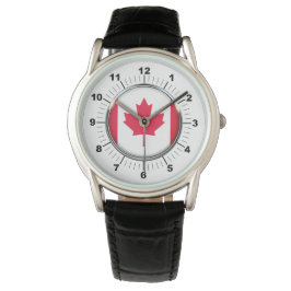 Männerfahne in Kanada - Schwarzes Leder-Strap-Uhr Armbanduhr