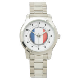 Männerflagge Frankreich Oversized Silver Bracelet Armbanduhr