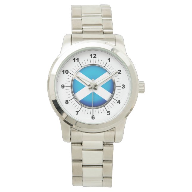 Männerflagge in Schottland Oversized Silver Watch Armbanduhr (Vorderseite)