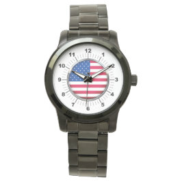Männerflagge USA Oversized Black Bracelet Watch Armbanduhr