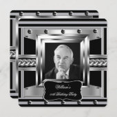 Männergestüte Black Silver Birthday Foto 2 Einladung (Vorne/Hinten)