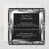 Männergestüte Black Silver Birthday Foto 2 Einladung (Rückseite)