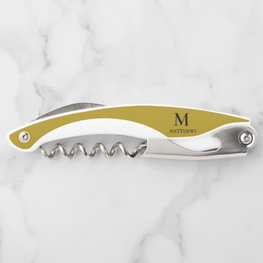 Männergold-Monogram-Korkenzieher Kellnermesser (Rückseite)