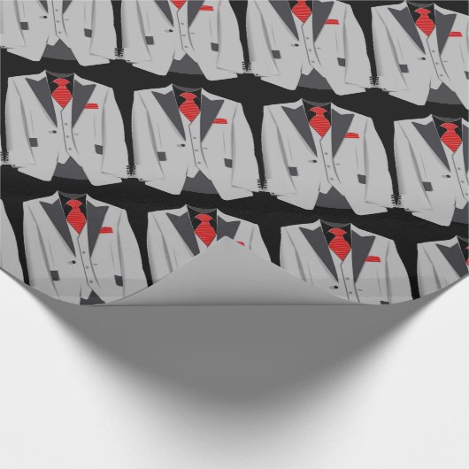 Männergrauer Anzug und Rote Krawatte Geschenkpapier (Ecke)