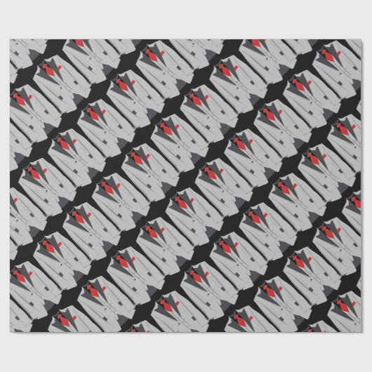 Männergrauer Anzug und Rote Krawatte Geschenkpapier (Flach)