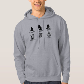 Männerhoodie grau/blau mit humorvollem Schachdesig Hoodie