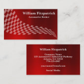 Männerkarte (Metallic Red White Racing Flag) Visitenkarte (Vorne/Hinten)