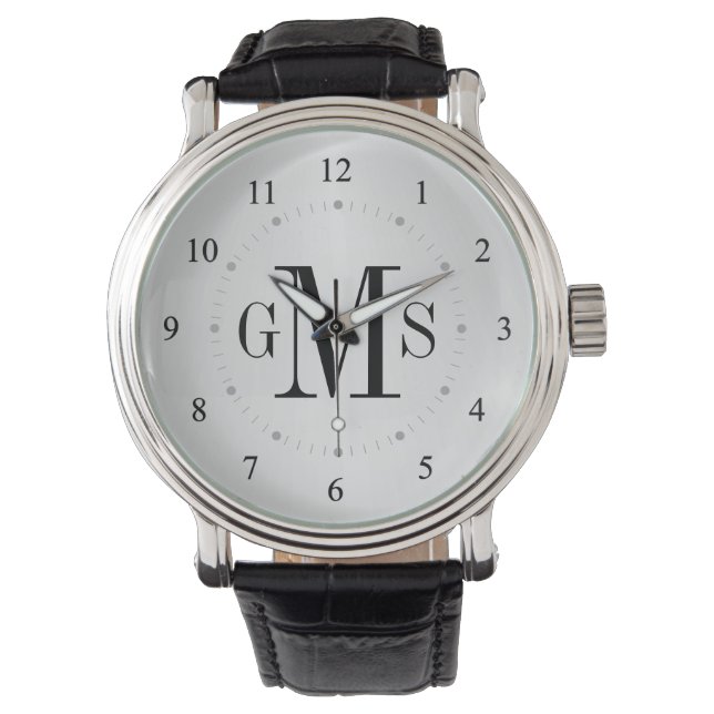Männerklasse Personalisierte Monogrammüberwachung Armbanduhr (Vorderseite)