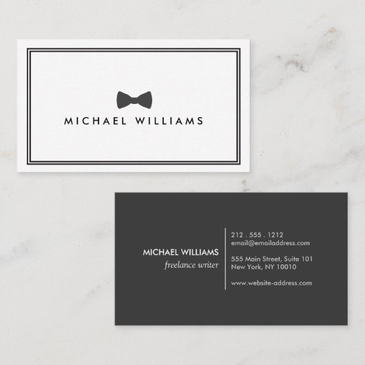 Männerklassische Krawatte - Schwarz/Weiß Visitenkarte (Vorne/Hinten)