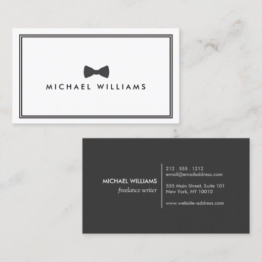 Männerklassische Krawatte - Schwarz/Weiß Visitenkarte (Vorne/Hinten)