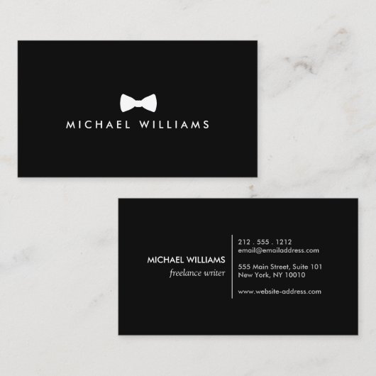 Männerklassische Krawatte - Weiß und Schwarz Visitenkarte (Vorne/Hinten)